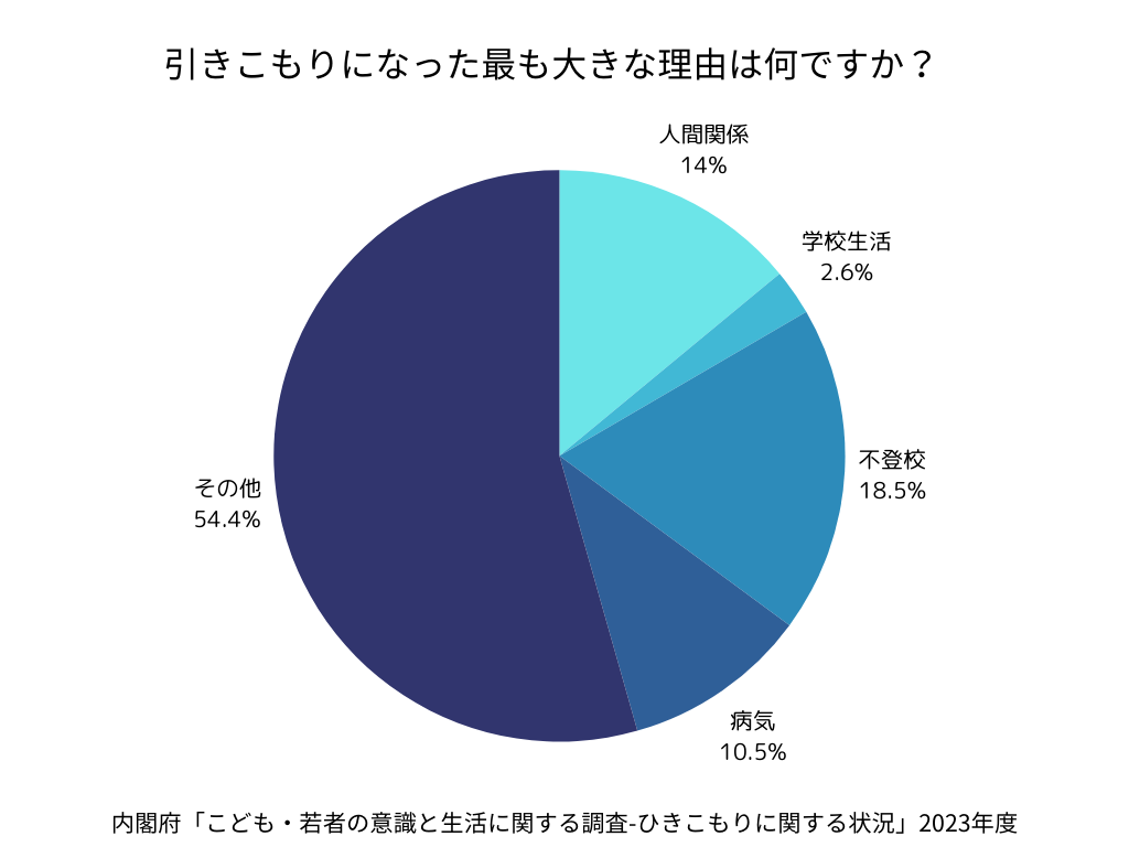 引きこもりの最も大きな理由(内閣府「こども・若者の意識と生活に関する調査-ひきこもりに関する状況」2023年度)